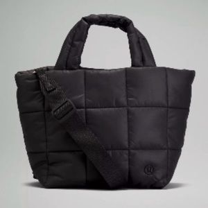 Used only once lululemon quilted grid black crossbody bag with silver accent